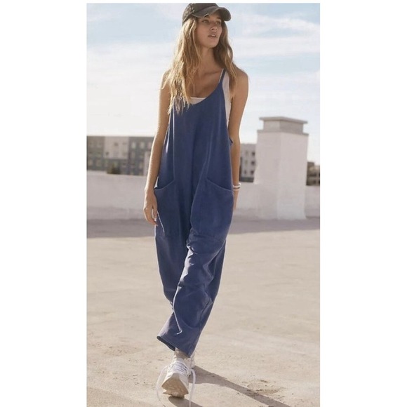 Free People FP Movement Women's Hot Shot Romper Jumpsuit Misty Blue Small NWOT - Picture 2 of 7